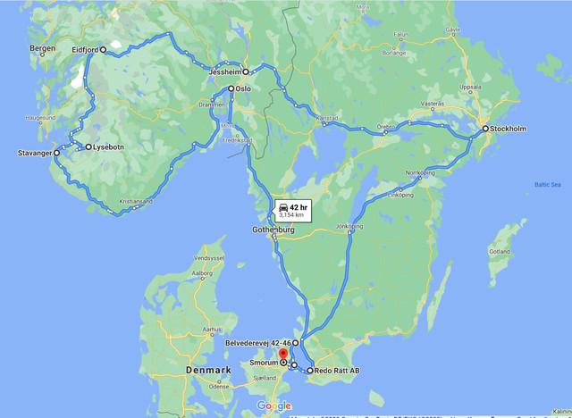 Seven day self driving tour in Norway, Sweden and Denmark (October 2019)